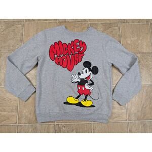 Disney Mickey Mouse sz L Fleece Sweatshirt gray thin lightweight ls 2456